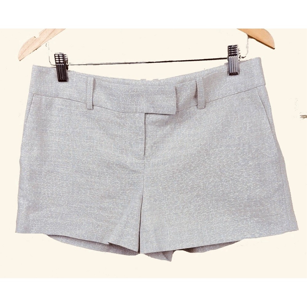 Ann Taylor LOFT Dress Shorts Women Sz 12 Beige Metallic Linen Blend Shimmery Tan
